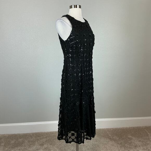 Alex Evenings Women's Cocktail Dress Size 8 Black Sequined Sleeveless Mid Sheath - Picture 2 of 14